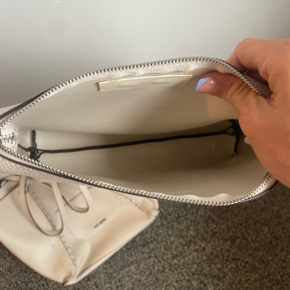 Steve Madden cream tote with silver studs and matching clutch - Picture 9 of 10